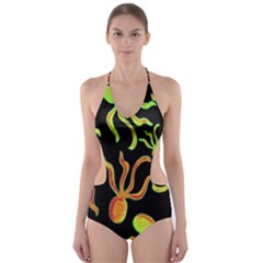 Octopuses Pattern 2 Cut-out One Piece Swimsuit by Valentinaart