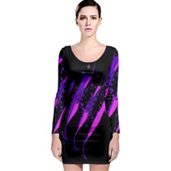 Purple Fish Long Sleeve Bodycon Dress by Valentinaart