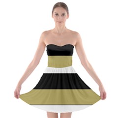 Black Brown Gold White Horizontal Stripes Elegant 8000 Sv Festive Stripe Strapless Bra Top Dress by yoursparklingshop