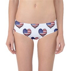 Usa Grunge Heart Shaped Flag Pattern Classic Bikini Bottoms by dflcprintsclothing
