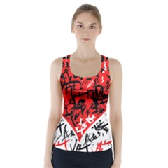 Red Hart - Graffiti Style Racer Back Sports Top by Valentinaart