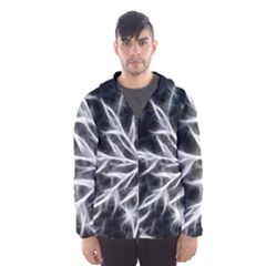 Snowflake In Feather Look, Black And White Hooded Wind Breaker (men) by picsaspassion
