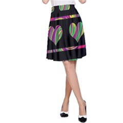 Colorful Harts Pattern A-line Skirt by Valentinaart