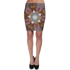 Elegant Antique Pink Kaleidoscope Flower Gold Chic Stylish Classic Design Bodycon Skirt by yoursparklingshop