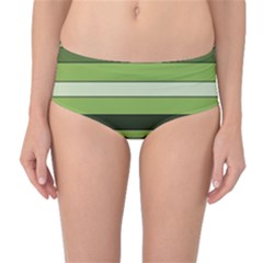 Greenery Stripes Pattern Horizontal Stripe Shades Of Spring Green Mid-waist Bikini Bottoms by yoursparklingshop