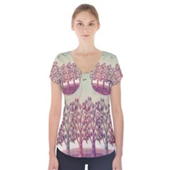 Magical Landscape Short Sleeve Front Detail Top by Valentinaart