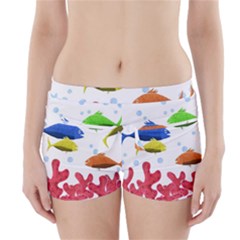 Corals And Fish Boyleg Bikini Wrap Bottoms by Valentinaart
