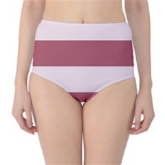 Mocha White Horizontal Stripes High-waist Bikini Bottoms by FMFArt