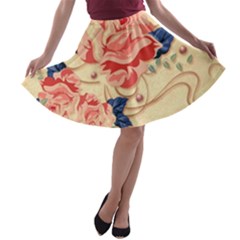 Beautiful Pink Roses A-line Skater Skirt by Brittlevirginclothing