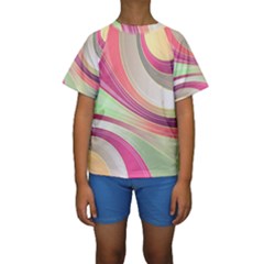 Abstract Colorful Background Wavy Kids  Short Sleeve Swimwear by Amaryn4rt