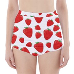 Decorative Strawberries Pattern High-waisted Bikini Bottoms by Valentinaart