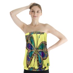 Butterfly Mosaic Yellow Colorful Strapless Top by Amaryn4rt
