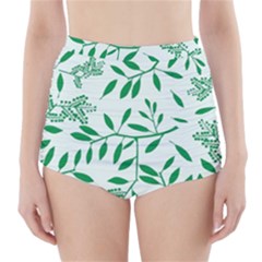 Leaves Foliage Green Wallpaper High-waisted Bikini Bottoms by Amaryn4rt