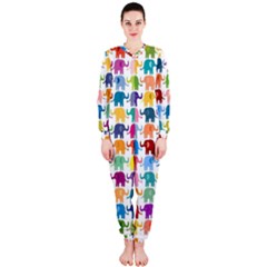 Colorful Small Elephants Onepiece Jumpsuit (ladies)  by Brittlevirginclothing