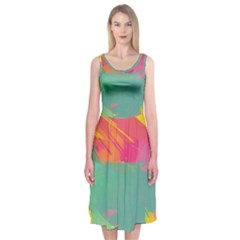 Paint Brush Midi Sleeveless Dress by Brittlevirginclothing