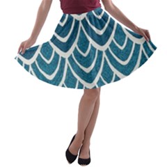 Blue Scale  A-line Skater Skirt by Brittlevirginclothing
