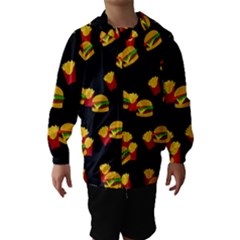 Hamburgers And French Fries Pattern Hooded Wind Breaker (kids) by Valentinaart