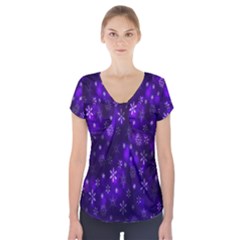 Bokeh Background Texture Stars Short Sleeve Front Detail Top by Amaryn4rt