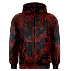 Fractal Red Black Glossy Pattern Decorative Men s Zipper Hoodie by Amaryn4rt