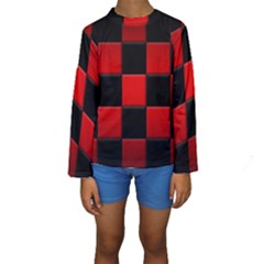Black And Red Backgrounds Kids  Long Sleeve Swimwear by Amaryn4rt