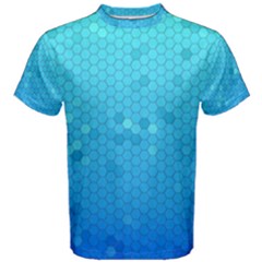 Blue Seamless Black Hexagon Pattern Men s Cotton Tee by Amaryn4rt