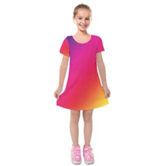 Rainbow Colors Kids  Short Sleeve Velvet Dress by Amaryn4rt