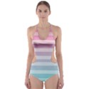 Colorful vertical lines Cut-Out One Piece Swimsuit View1