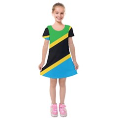 Flag Of Tanzania Kids  Short Sleeve Velvet Dress by Amaryn4rt