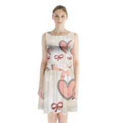 Cute Hearts Sleeveless Chiffon Waist Tie Dress by Brittlevirginclothing