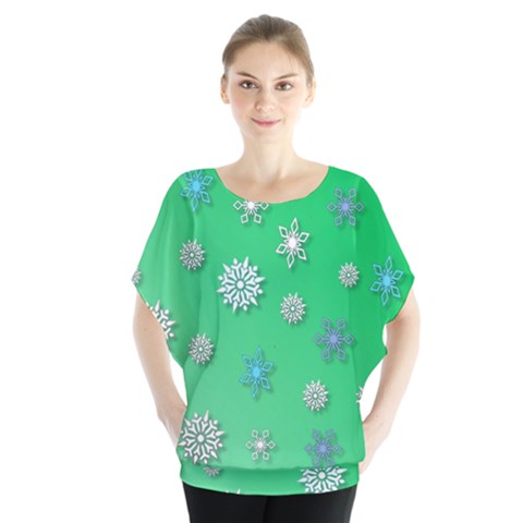 Snowflakes Winter Christmas Overlay Blouse by Amaryn4rt