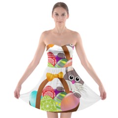 Easter Bunny Eggs Nest Basket Strapless Bra Top Dress by Nexatart