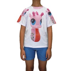 Dragon Toy Pink Plaything Creature Kids  Short Sleeve Swimwear by Nexatart