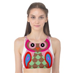 Owl Colorful Patchwork Art Tank Bikini Top by Nexatart