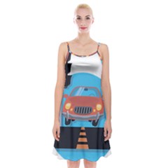 Semaphore Car Road City Traffic Spaghetti Strap Velvet Dress by Nexatart
