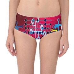 Board Circuits Trace Control Center Mid-waist Bikini Bottoms by Nexatart