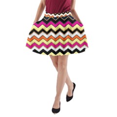 Colorful Chevron Pattern Stripes A-line Pocket Skirt by Nexatart