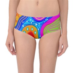 Doodle Pattern Mid-waist Bikini Bottoms by Nexatart