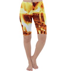 Fire Flame Wood Fire Brand Cropped Leggings  by Nexatart