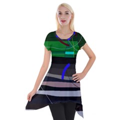 Abstraction Short Sleeve Side Drop Tunic by Valentinaart