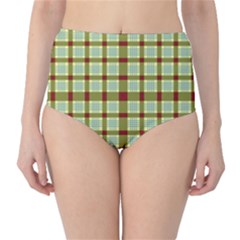 Geometric Tartan Pattern Square High-waist Bikini Bottoms by Nexatart