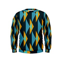 Yellow Blue Triangles Pattern                                                         Kid s Sweatshirt by LalyLauraFLM