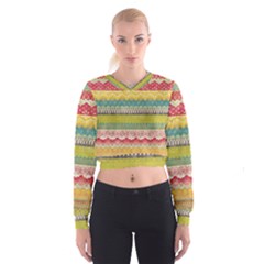Colorful Bohemian Women s Cropped Sweatshirt by Brittlevirginclothing