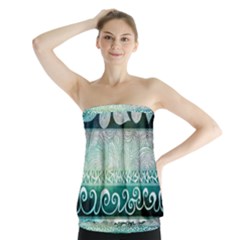 Deep Blue Tribal Strapless Top by Brittlevirginclothing