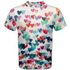 Cute Rainbow Hearts Men s Cotton Tee by Brittlevirginclothing