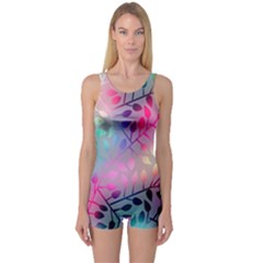 Colorful Leaves One Piece Boyleg Swimsuit by Brittlevirginclothing