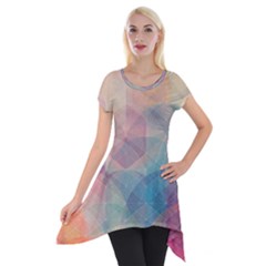 Colorful Light Short Sleeve Side Drop Tunic by Brittlevirginclothing