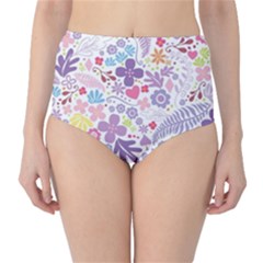 Colorful Flower High-waist Bikini Bottoms by Brittlevirginclothing