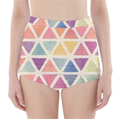 Colorful Triangle High-waisted Bikini Bottoms by Brittlevirginclothing