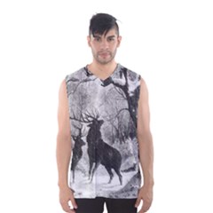Stag Deer Forest Winter Christmas Men s Basketball Tank Top by Amaryn4rt