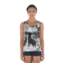 Stag Deer Forest Winter Christmas Women s Sport Tank Top  by Amaryn4rt